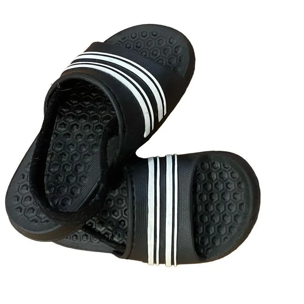 Wonder Nation Unisex Black White Flip Flop Sandals Toddler Size 7/8